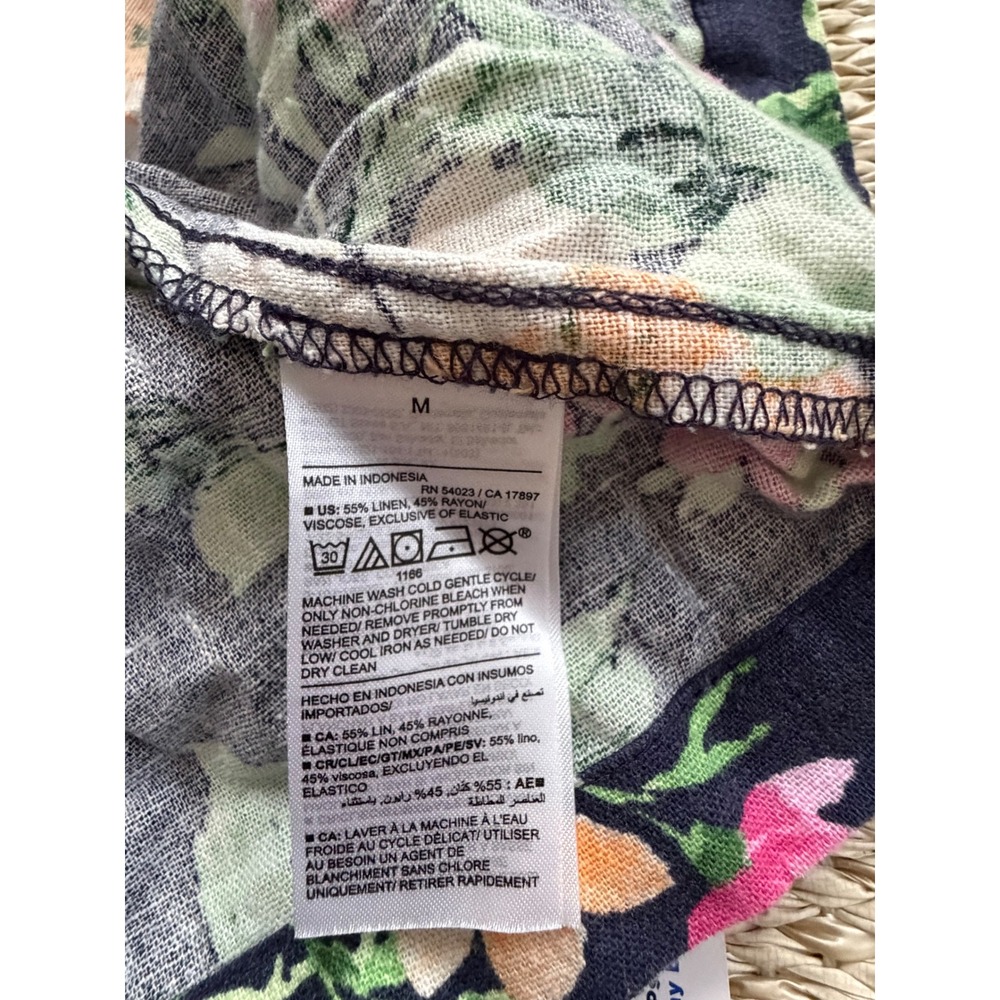 Long floral linen blend Lagenlook maxi boho dress. beachy coastal flowy medium - Picture 10 of 10